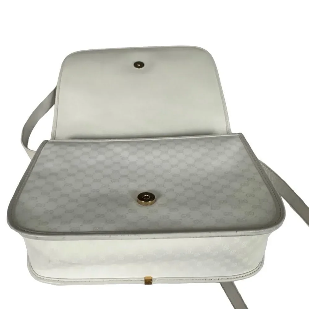 Gucci white gg canvas and leather crossbody bag
